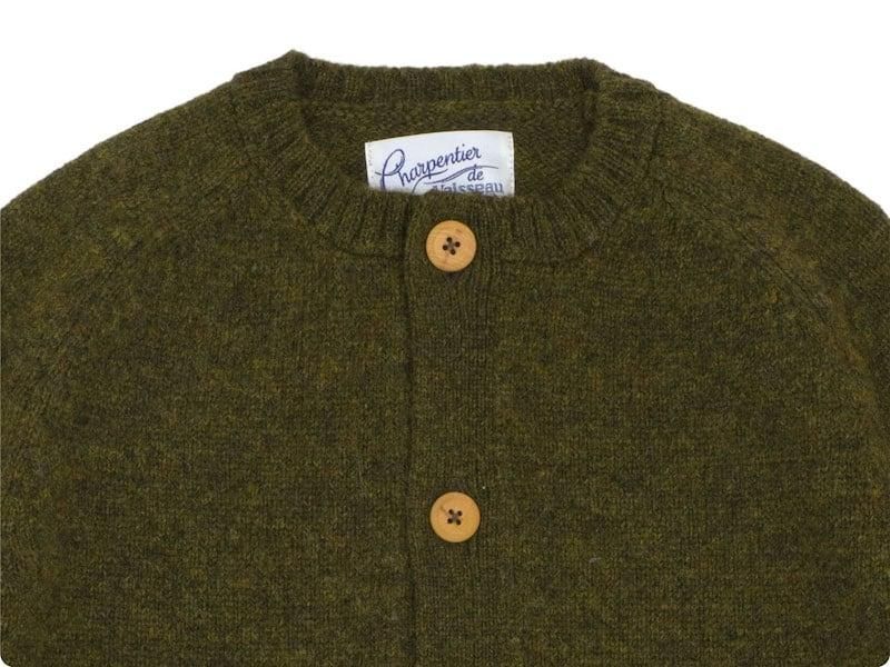 Charpentier de Vaisseau Karly Shetland Crew Neck Cardigan KHAKI