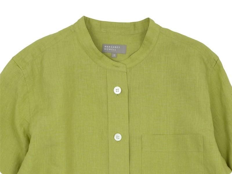 MARGARET HOWELL SHIRTING LINEN I NO COLLAR SHIRTS 141PALE GREEN̥ǥ