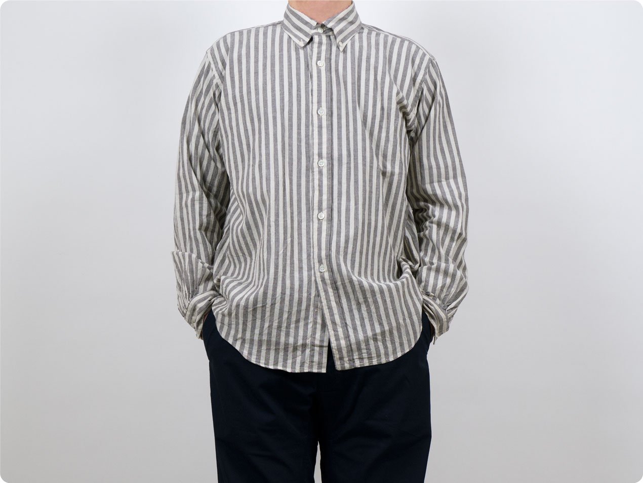 ENDS and MEANS B.D. Shirts BROWN STRIPE