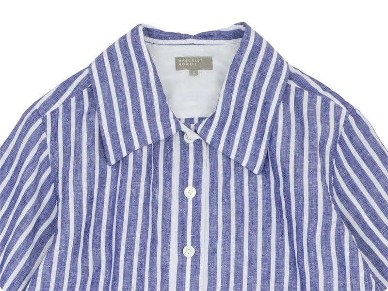 MARGARET HOWELL WIDE STRIPE LINEN DRESS 122NAVY x WHITE ̥ǥ
