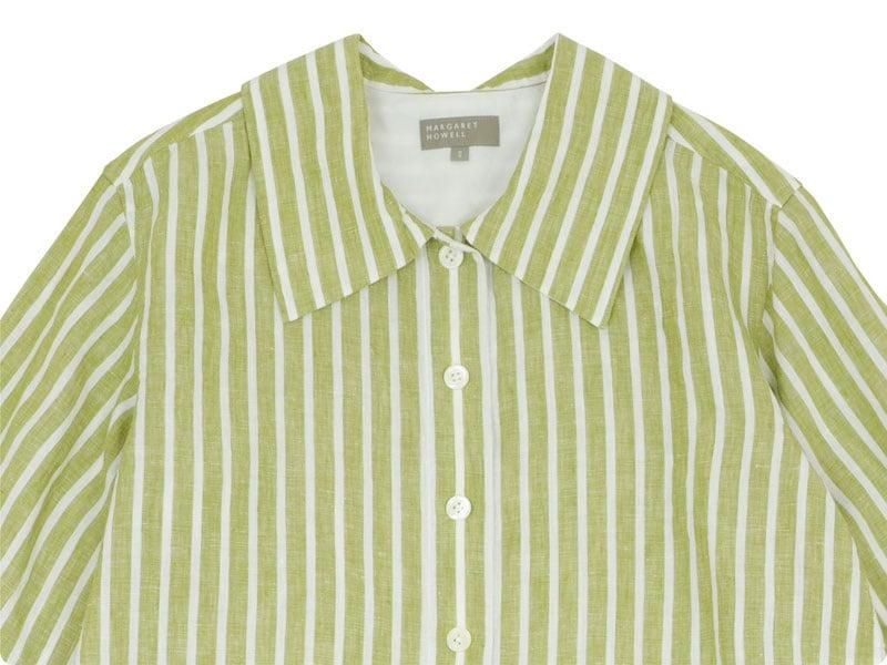 MARGARET HOWELL WIDE STRIPE LINEN DRESS 140GREEN ̥ǥ