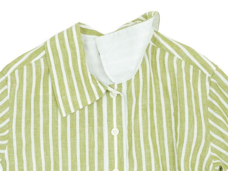 MARGARET HOWELL WIDE STRIPE LINEN DRESS 140GREEN ̥ǥ