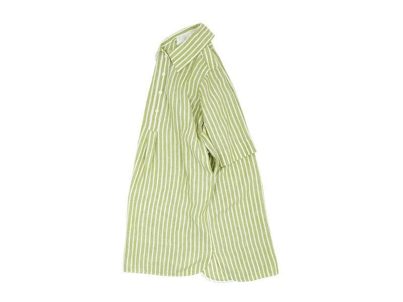 MARGARET HOWELL WIDE STRIPE LINEN DRESS 140GREEN ̥ǥ