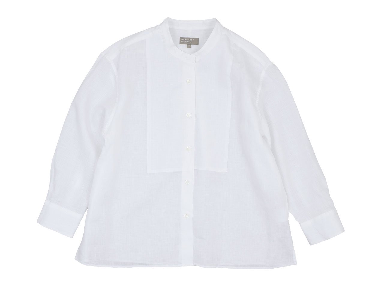 MARGARET HOWELL LINEN VOILE NO COLLAR SHIRTS 30WHITE〔レディース〕