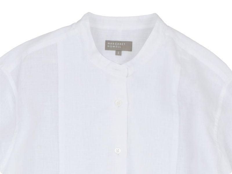 MARGARET HOWELL LINEN VOILE NO COLLAR SHIRTS 30WHITE̥ǥ
