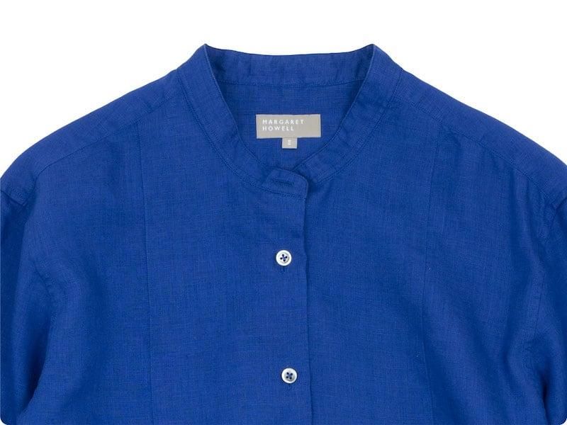 MARGARET HOWELL LINEN VOILE NO COLLAR SHIRTS 110BLUE̥ǥ
