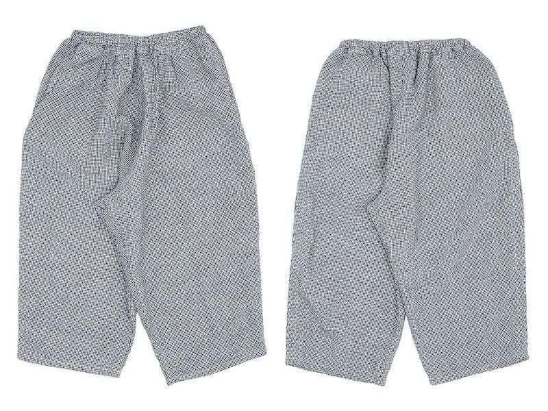 ordinary fits ball pants linen check WHITE x BLACK