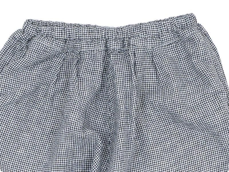 ordinary fits ball pants linen check WHITE x BLACK