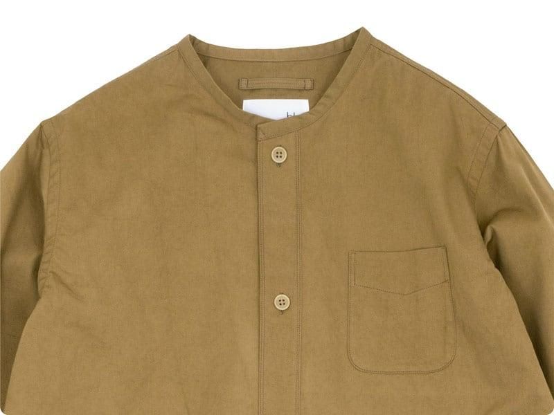 blanc no collar long shirts cotton BROWN