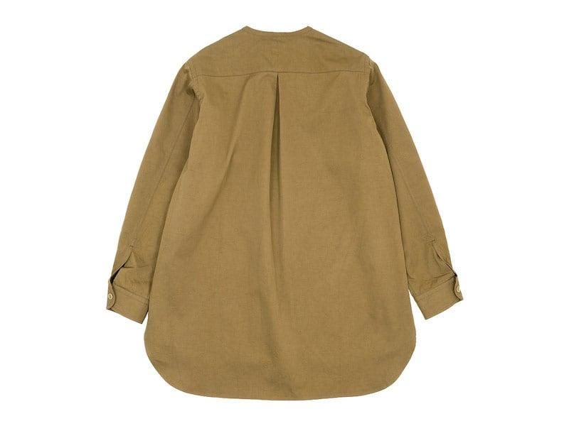 blanc no collar long shirts cotton BROWN