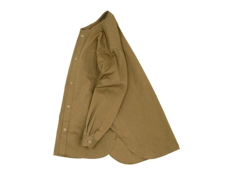 blanc no collar long shirts cotton BROWN