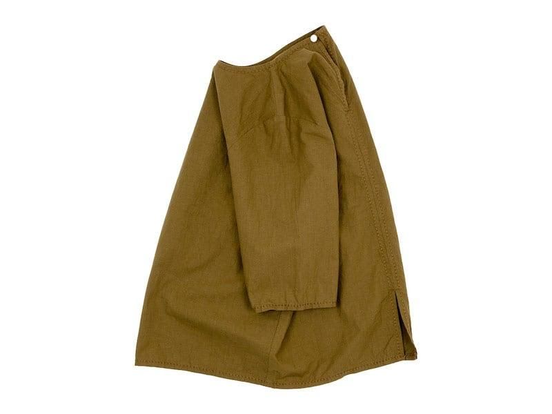 美品◆homspun ホームスパン　ノーカラー　シャツ　ブラウス　チュニック f444-1.jpg