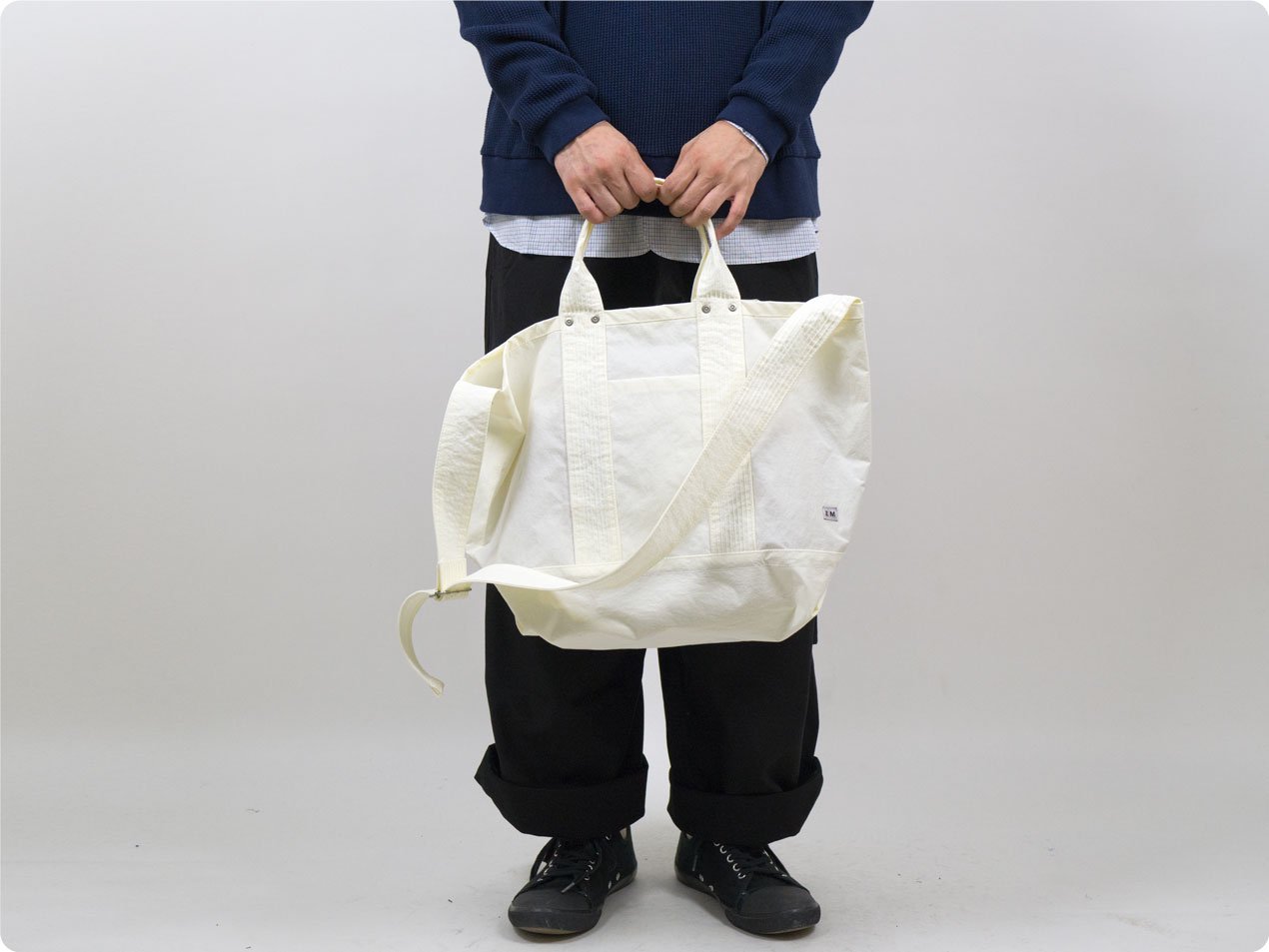 ENDS and MEANS 2way tote bag nylon WHITE