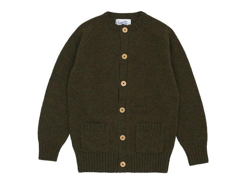 Charpentier de Vaisseau Karly Shetland Crew Neck Cardigan OLIVE