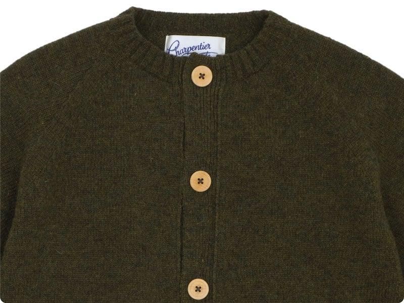 Charpentier de Vaisseau Karly Shetland Crew Neck Cardigan OLIVE