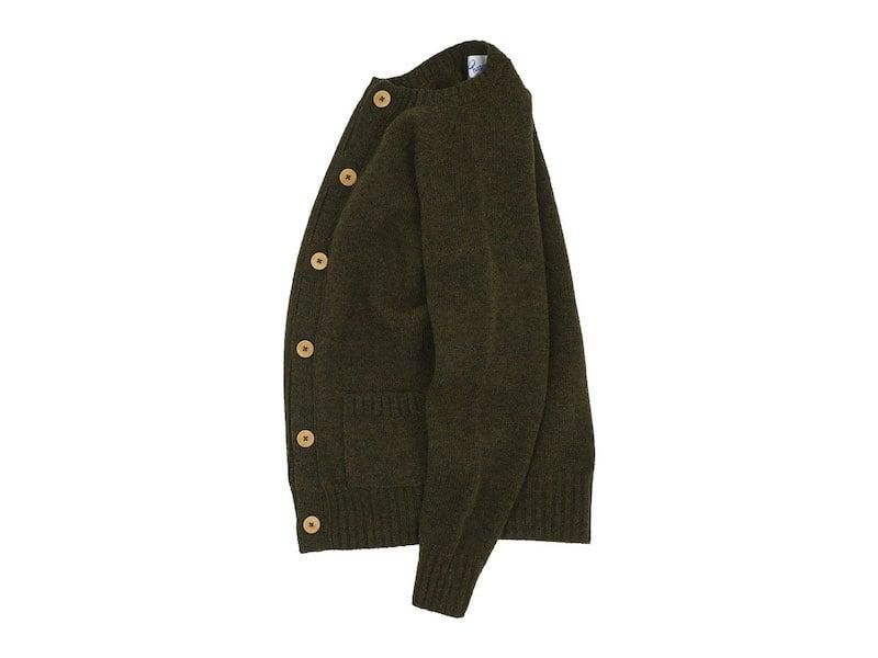 Charpentier de Vaisseau Karly Shetland Crew Neck Cardigan OLIVE