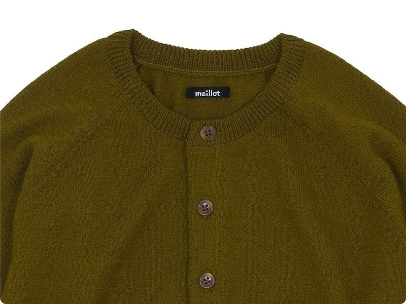 maillot mature wool raglan crew cardigan GOLD