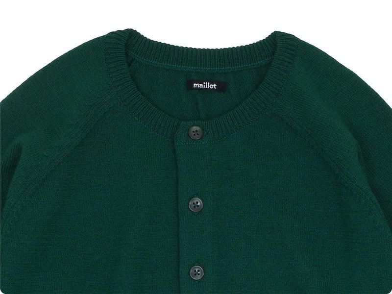 maillot mature wool raglan crew cardigan GREEN
