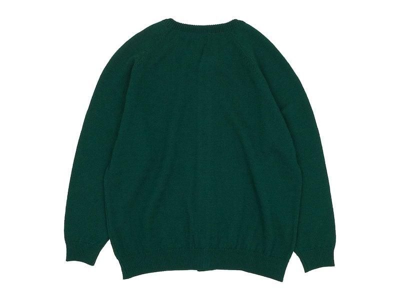 maillot mature wool raglan crew cardigan GREEN
