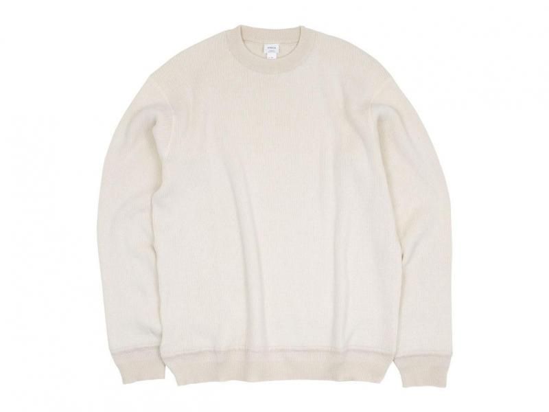 YAECA WOOL-LIKE COTTON RIB CREW NECK L/S NATURAL ̥󥺡
