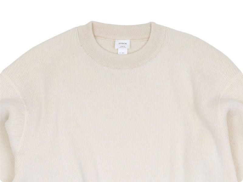 YAECA WOOL-LIKE COTTON RIB CREW NECK L/S NATURAL ̥󥺡