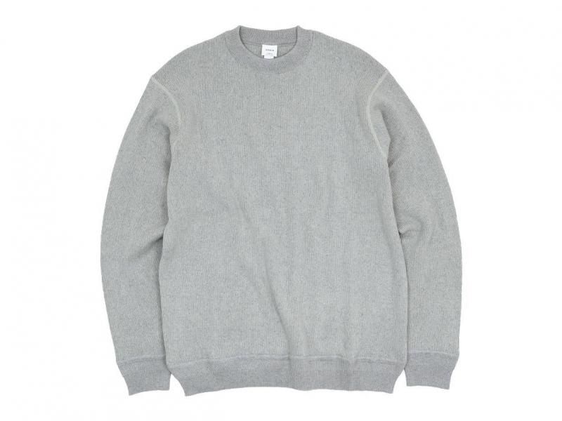 YAECA WOOL-LIKE COTTON RIB CREW NECK L/S GRAY ̥󥺡