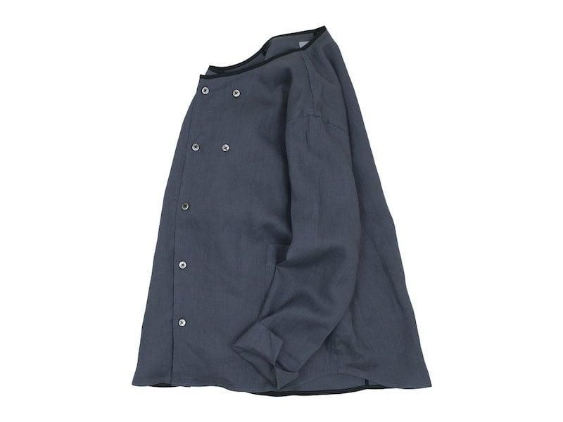 セール nisica ノーカラーダブルボタンジャケット リネン GRAY
