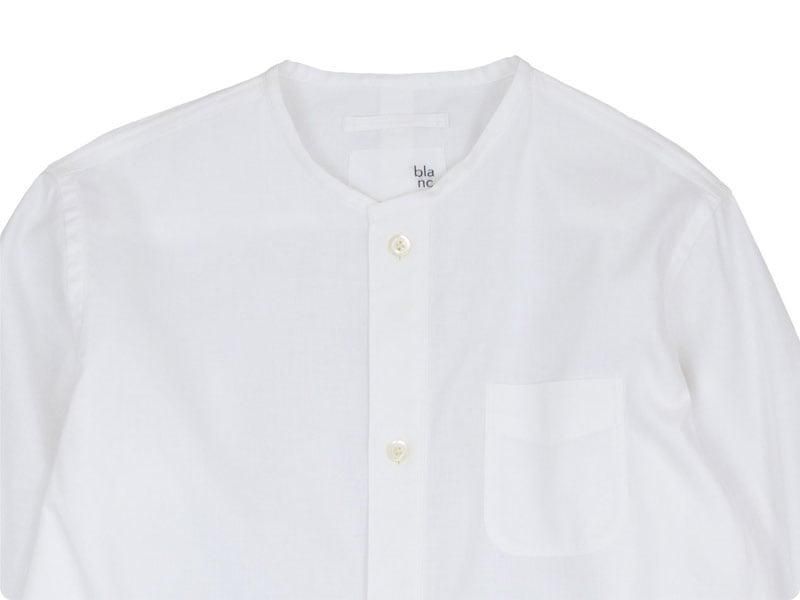 blanc no collar long shirts cotton linen regularWHITE
