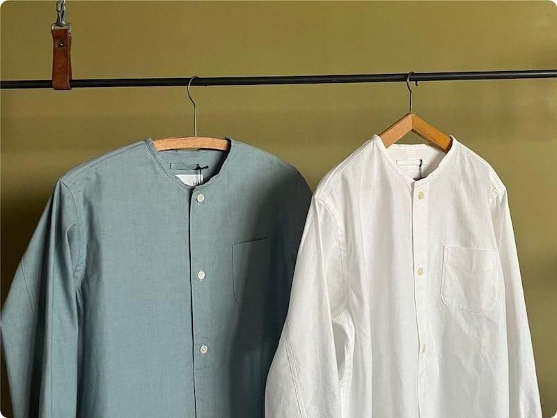 blanc no collar long shirts cotton linen regularWHITE
