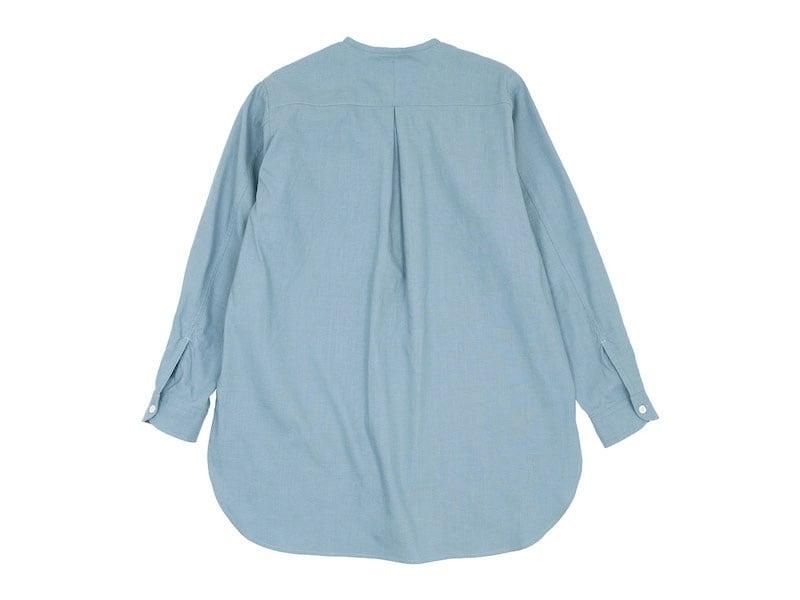 blanc no collar long shirts cotton linen regularWATER BLUE