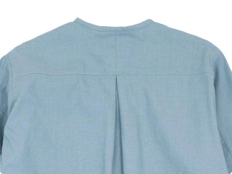 blanc no collar long shirts cotton linen regularWATER BLUE