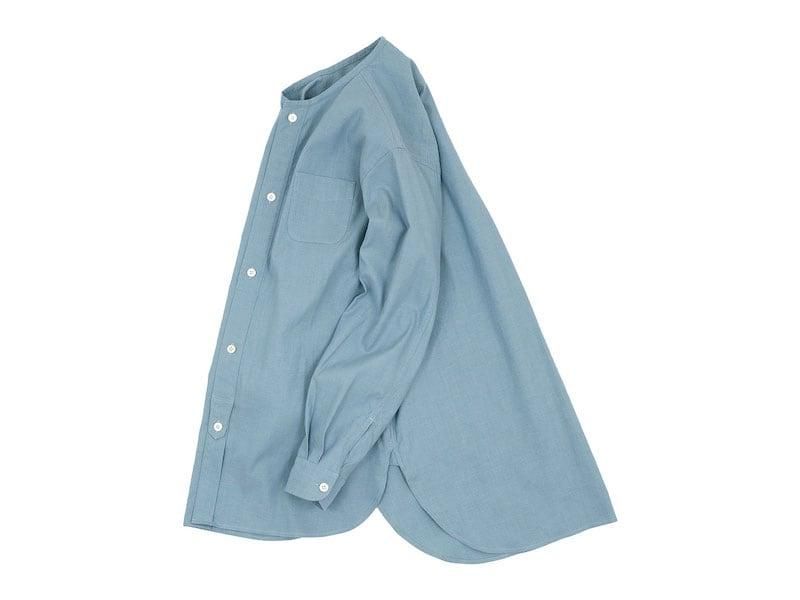 blanc no collar long shirts cotton linen regularWATER BLUE