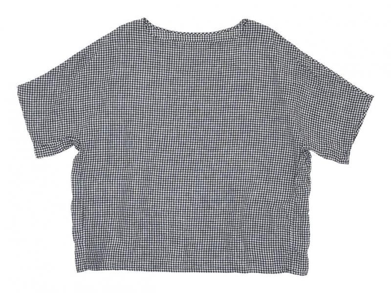 Atelier d'antan Lindenʥǥ Linen Pullover WHITE x BLACK CHECK