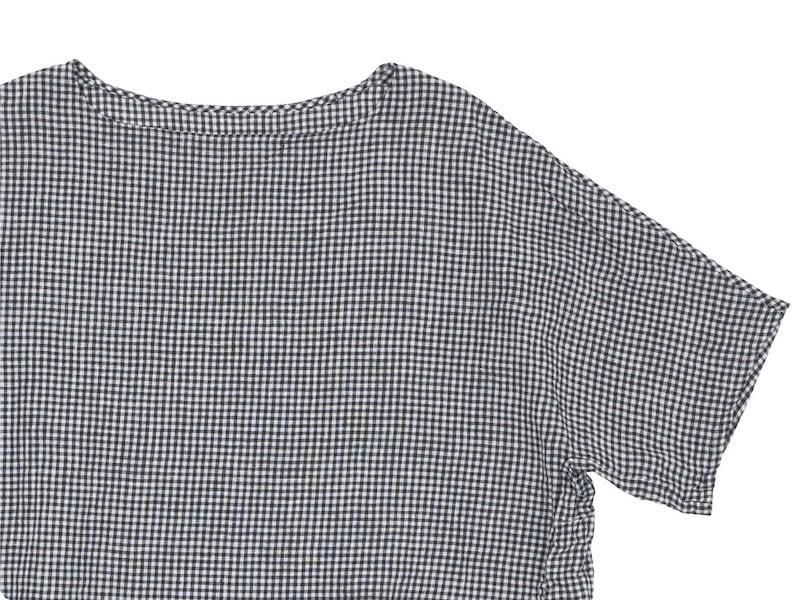Atelier d'antan Lindenʥǥ Linen Pullover WHITE x BLACK CHECK