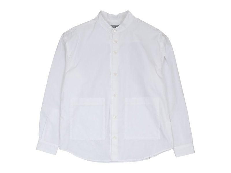 TICCA バンドカラーノーカラー長袖シャツ　サイドスリット 白 TICCA バンドカラーノーカラー長袖シャツ サイドスリット 白