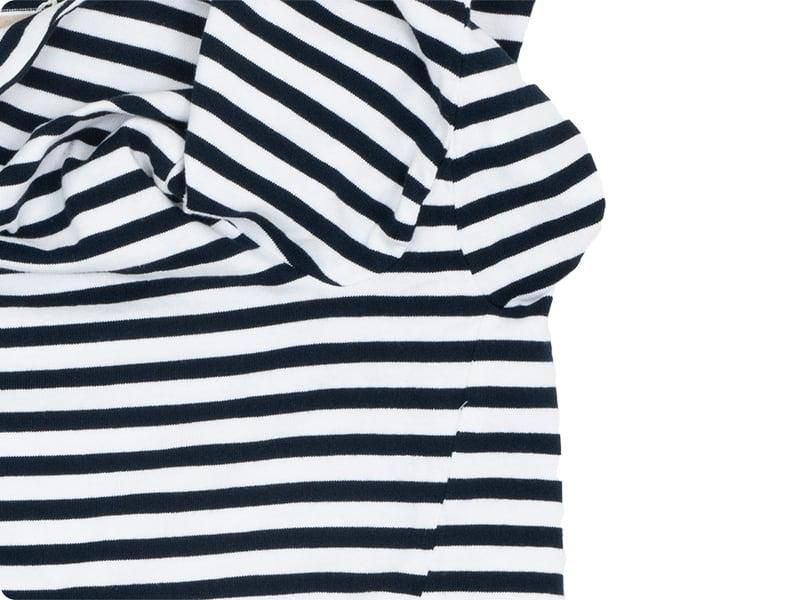YAECA STOCK BASQUE SHIRT 3/4SLEVE NAVY X OFF WHITE BOLD-ST ̥󥺡
