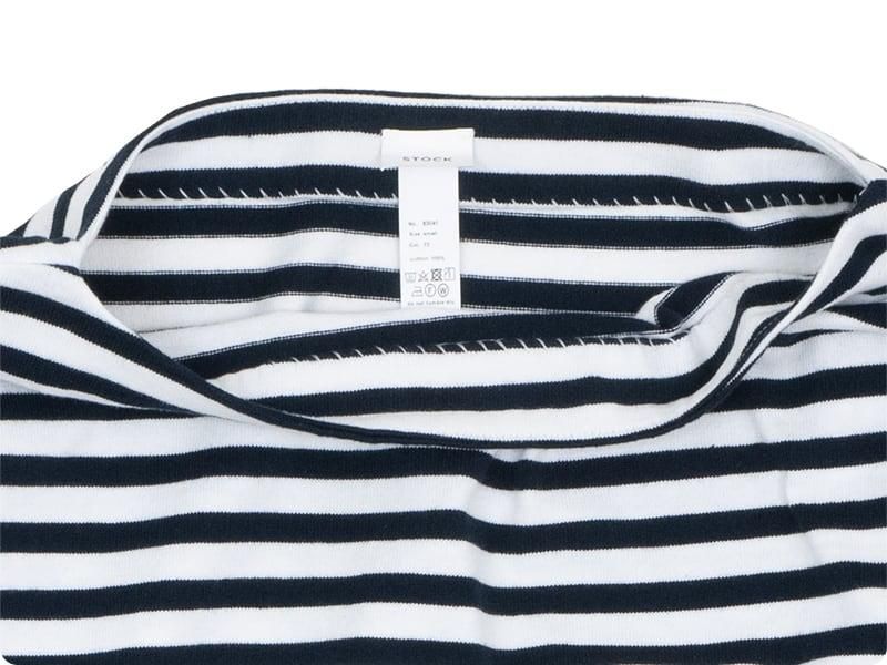 YAECA STOCK BASQUE SHIRT 3/4SLEVE NAVY X OFF WHITE BOLD-ST ̥ǥ