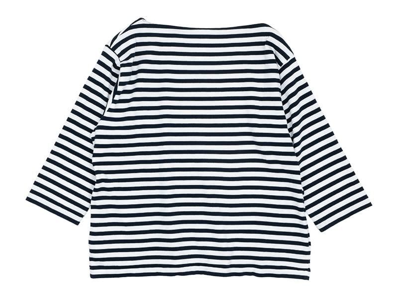 YAECA STOCK BASQUE SHIRT 3/4SLEVE NAVY X OFF WHITE BOLD-ST ̥ǥ