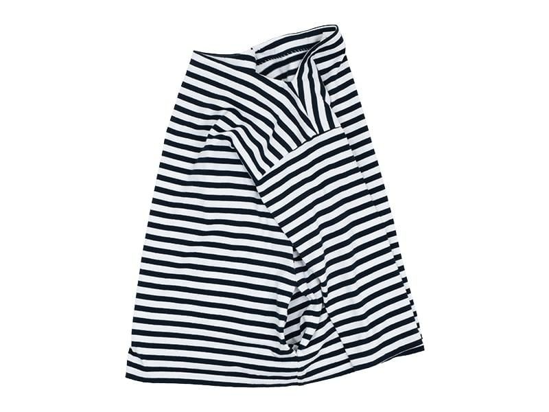 YAECA STOCK BASQUE SHIRT 3/4SLEVE NAVY X OFF WHITE BOLD-ST ̥ǥ
