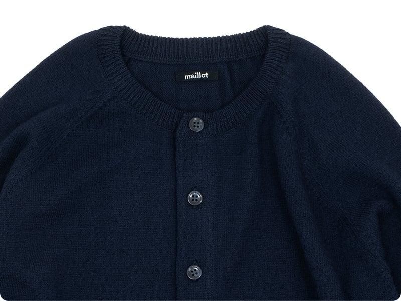maillot mature wool raglan crew cardigan NAVY