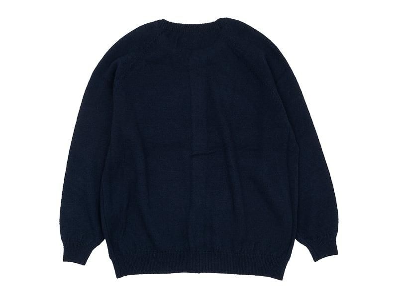 maillot mature wool raglan crew cardigan NAVY