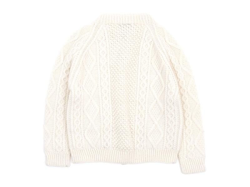 Charpentier de Vaisseau Kennedy Crew Neck Aran Knit Cadigan NATURAL
