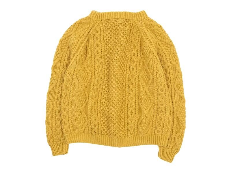 Charpentier de Vaisseau Kennedy Crew Neck Aran Knit Cadigan MUSTARD