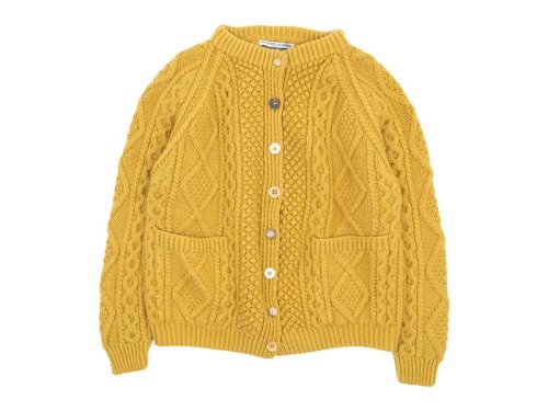 Charpentier de Vaisseau Kennedy Crew Neck Aran Knit Cadigan MUSTARD