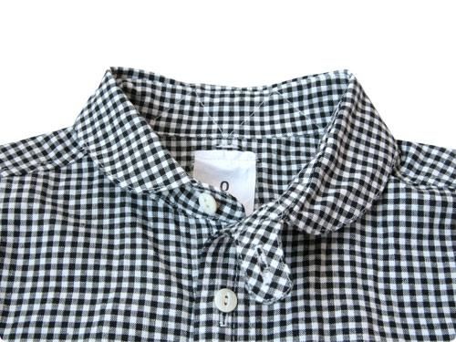 maillot Sunset round collar work gingham check shirts BLACK x WHITE