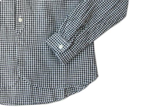 maillot Sunset round collar work gingham check shirts BLACK x WHITE