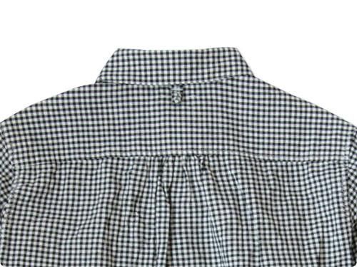 maillot Sunset round collar work gingham check shirts BLACK x WHITE