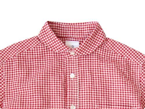 maillot Sunset round collar work gingham check shirts RED x WHITE