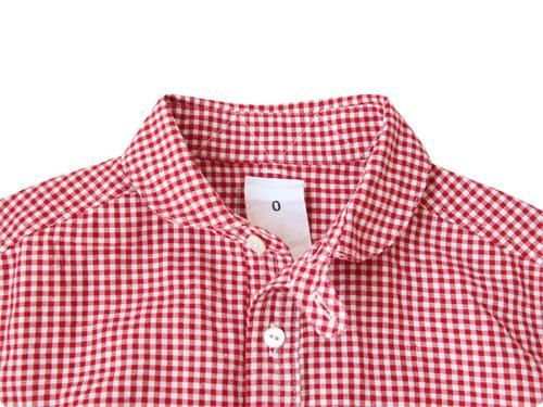 maillot Sunset round collar work gingham check shirts RED x WHITE