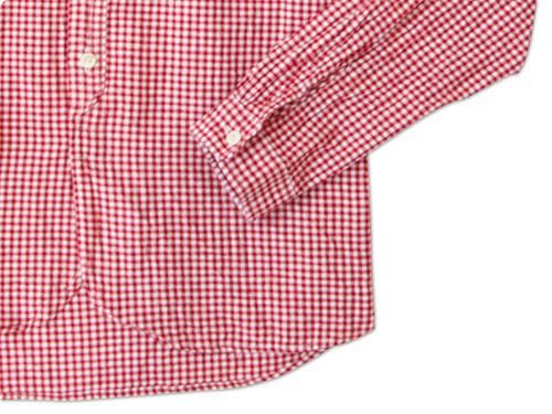 maillot Sunset round collar work gingham check shirts RED x WHITE